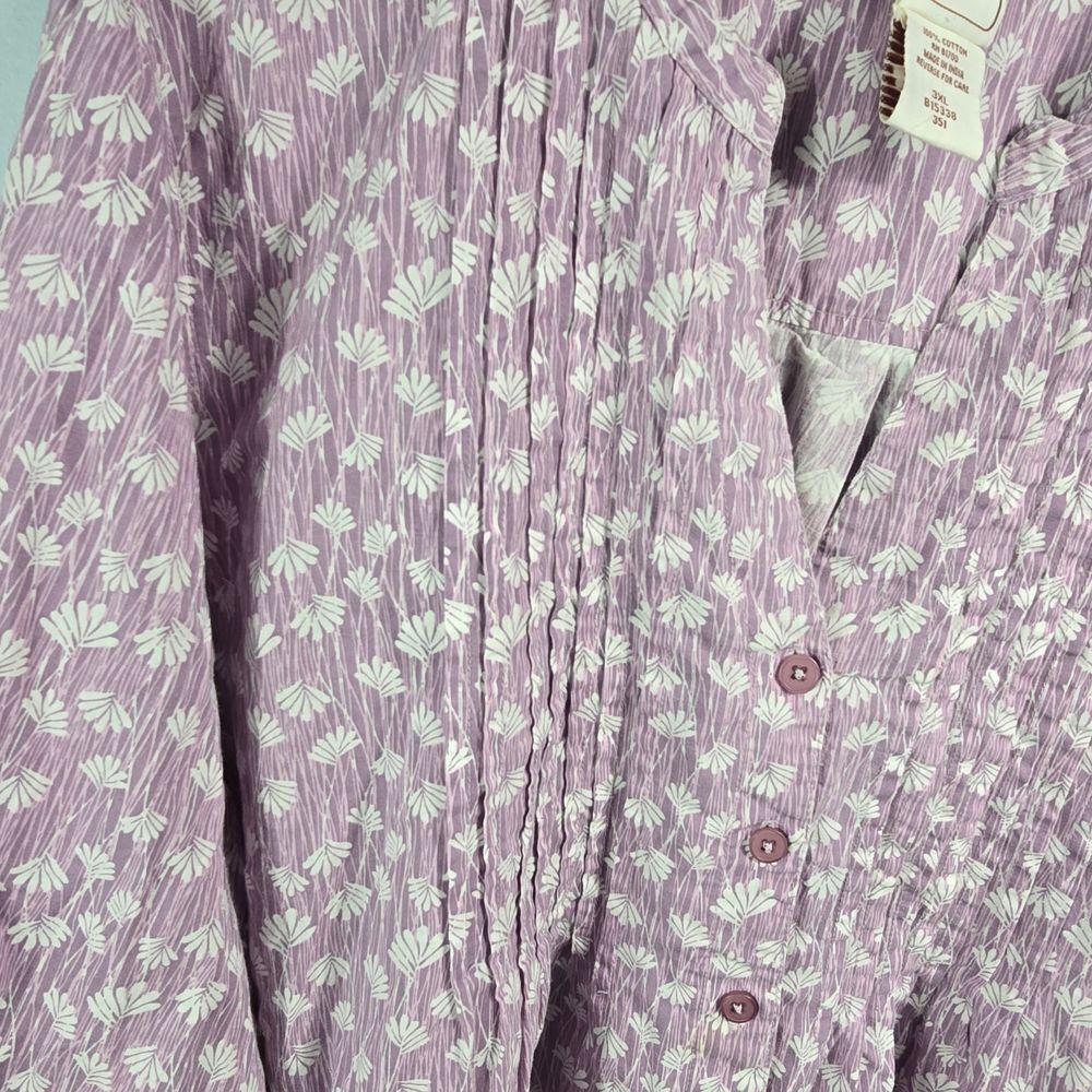 Scandia Woods Lavender Floral Cotton Top Plus Size Xxxl - Picture 8 of 14
